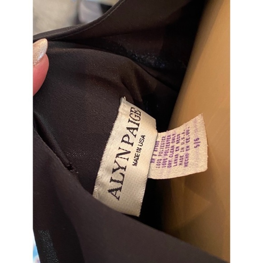 Alyn Paige Vintage Black Chiffon Maxi Dress‎ V-Back Ruffle Hem Size 5/6 - Picture 11 of 12